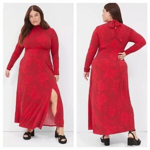 Lane Bryant | Long-Sleeve Tie-Neck Jersey Maxi Dress